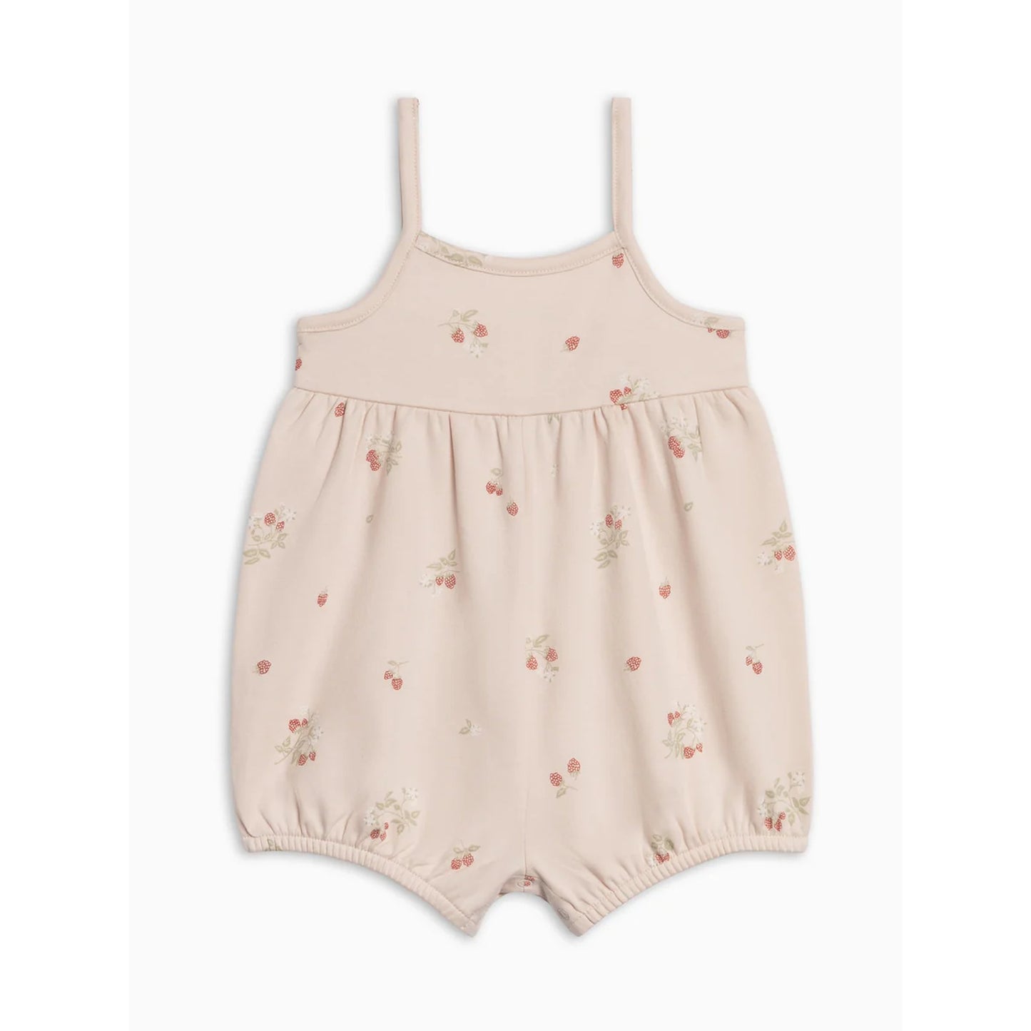Pink baby romper with floral pattern on a white background