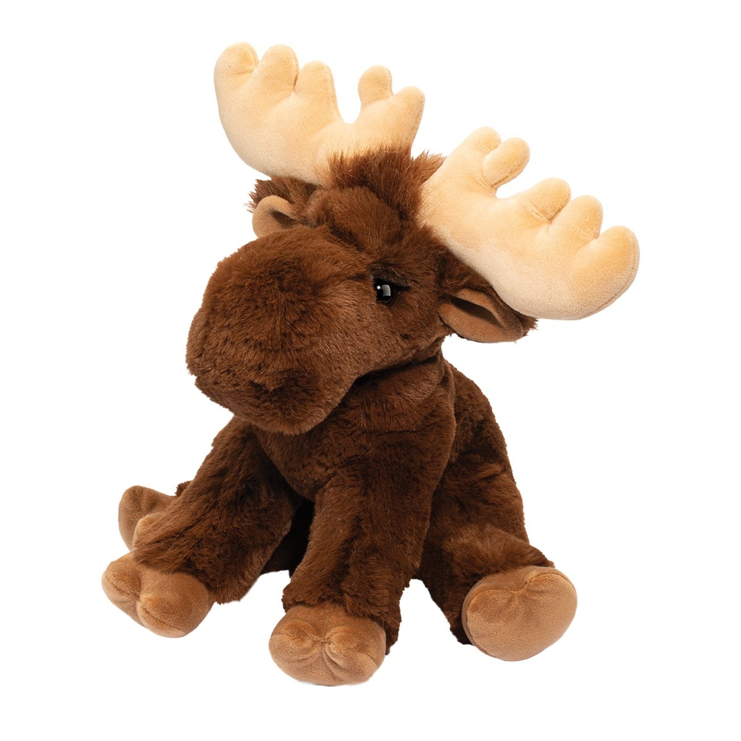 Plush moose toy on a white background