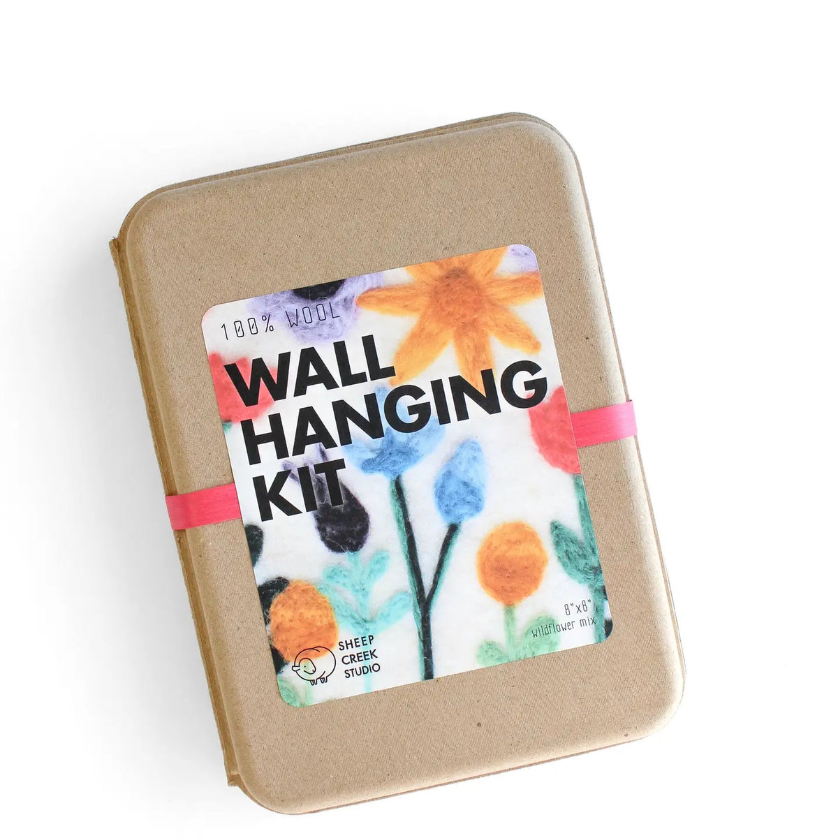Wall hanging kit packaging with floral design on a white background