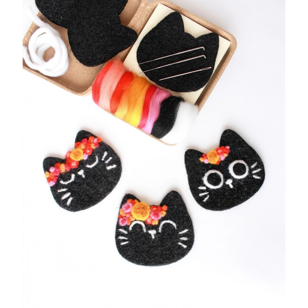 Mini Black Cats Felting Craft Kit