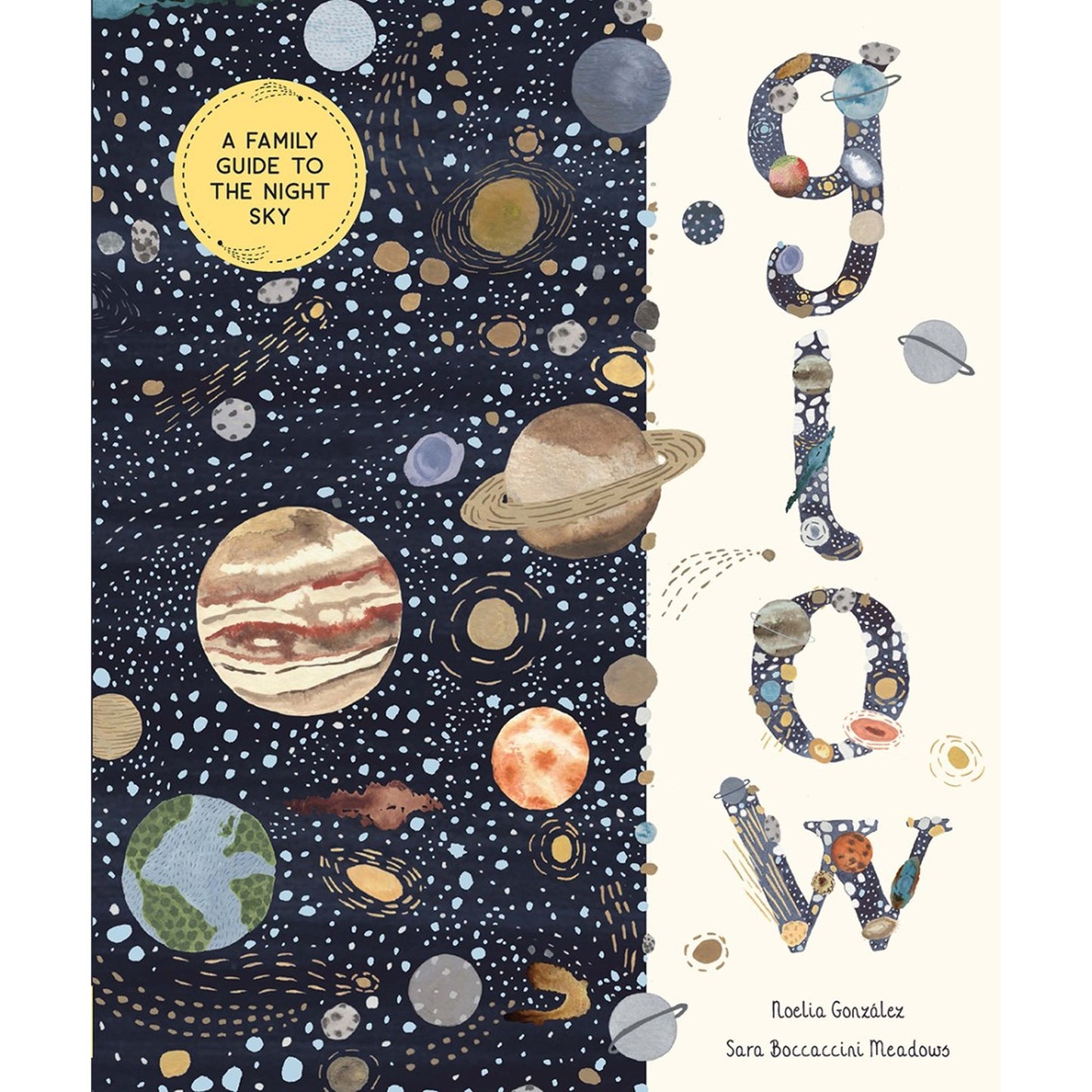 Book cover with space-themed illustrations and 'A Family Guide to the Night Sky' text