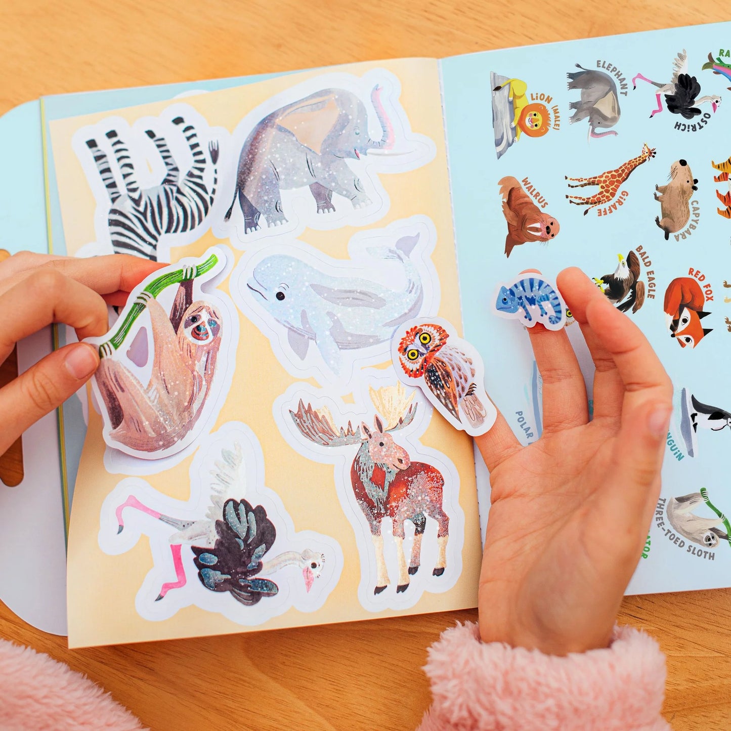 wonderful animals sticker book in use