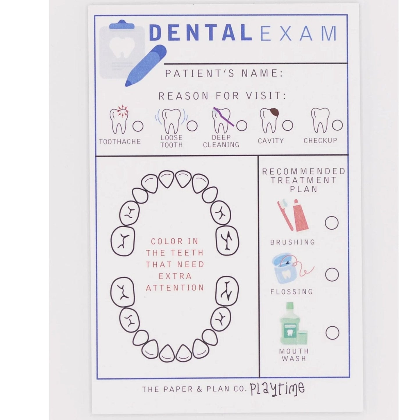Dentist Playtime Pad