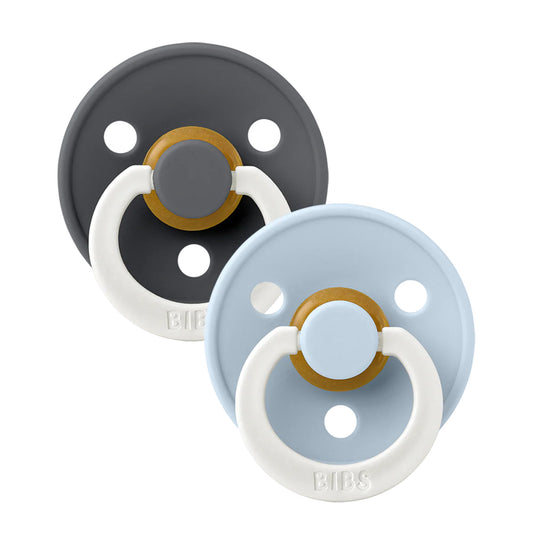 Natural Rubber Pacifier 2-Pack | Iron/ Baby Blue GLOW