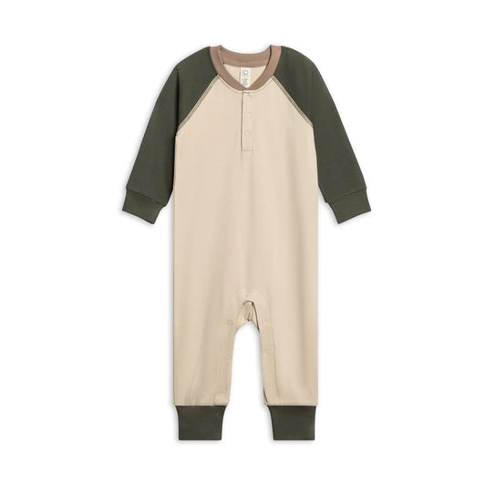 Brix Henley Romper | Oat & Pine