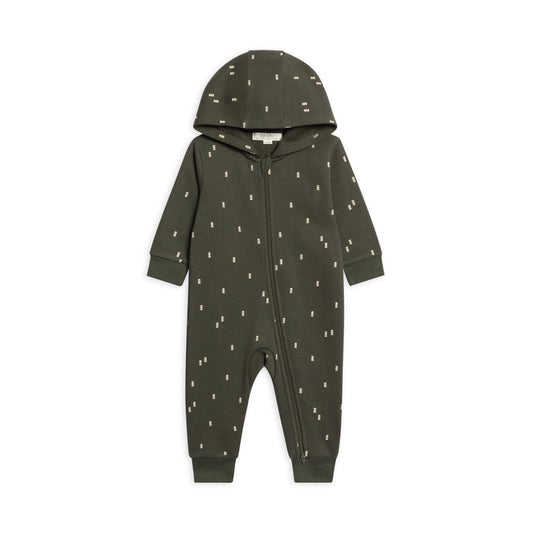 Greer Fleece Hooded Zipper Romper | Pine