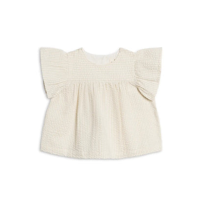 Viv Seersucker Ruffle Top | Dune Stripe