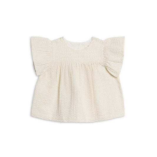 Viv Seersucker Ruffle Top | Dune Stripe