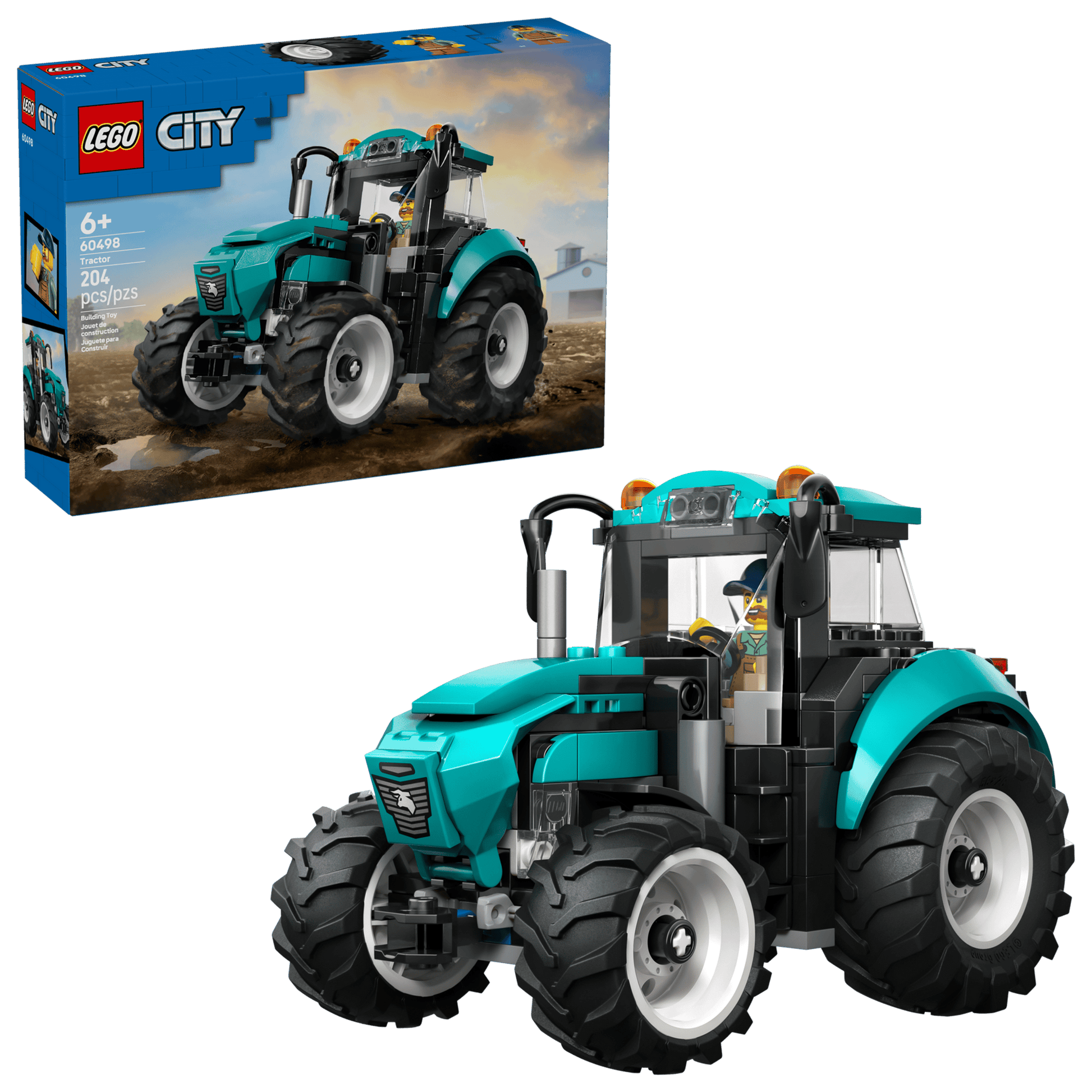 LEGO City tractor set with packaging in the background