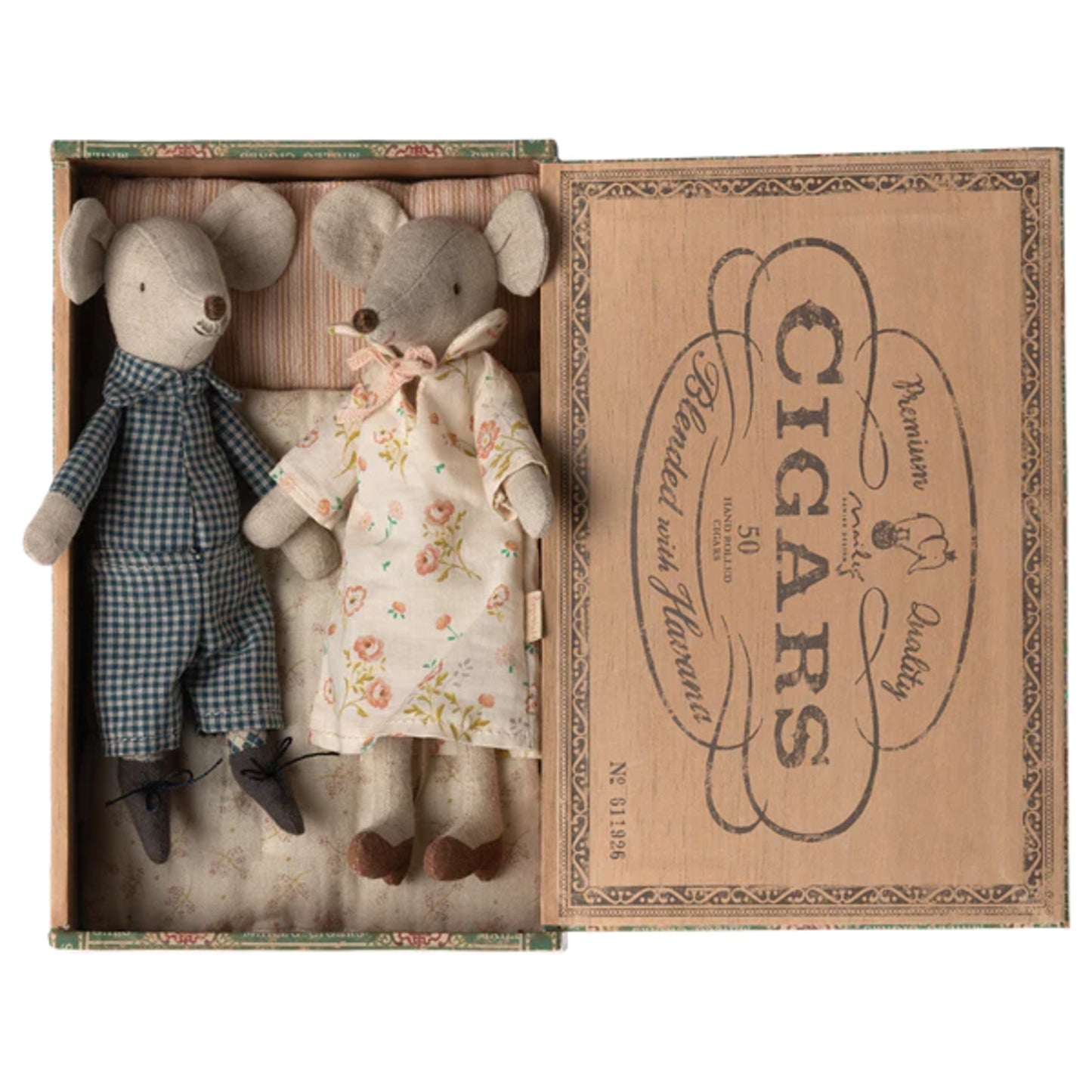 Maileg Grandma & Grandpa Mice in Cigar Box