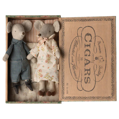 Maileg Grandma & Grandpa Mice in Cigar Box