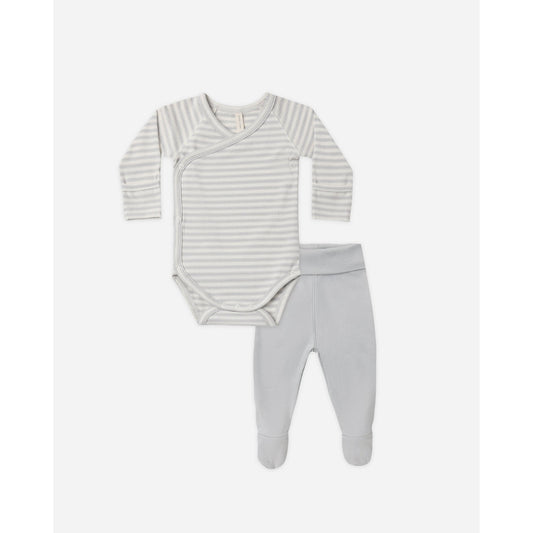 Side Snap Body Suit & Pant Set | Cloud Stripe
