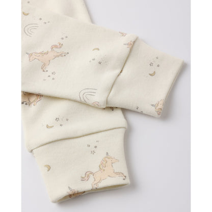 Folded fabric with unicorn pattern on a white background