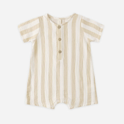 Short Sleeve Woven Romper | Summer Stripe