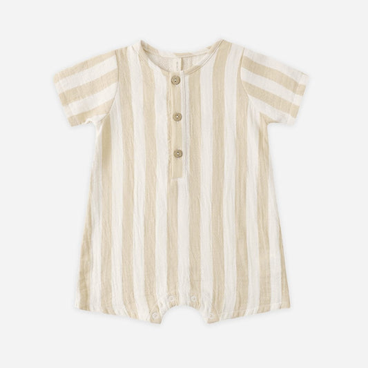 Short Sleeve Woven Romper | Summer Stripe