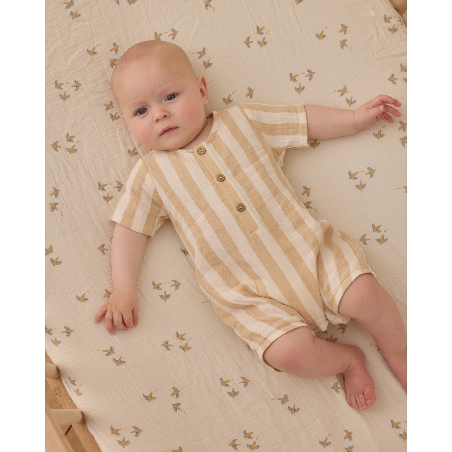 Short Sleeve Woven Romper | Summer Stripe
