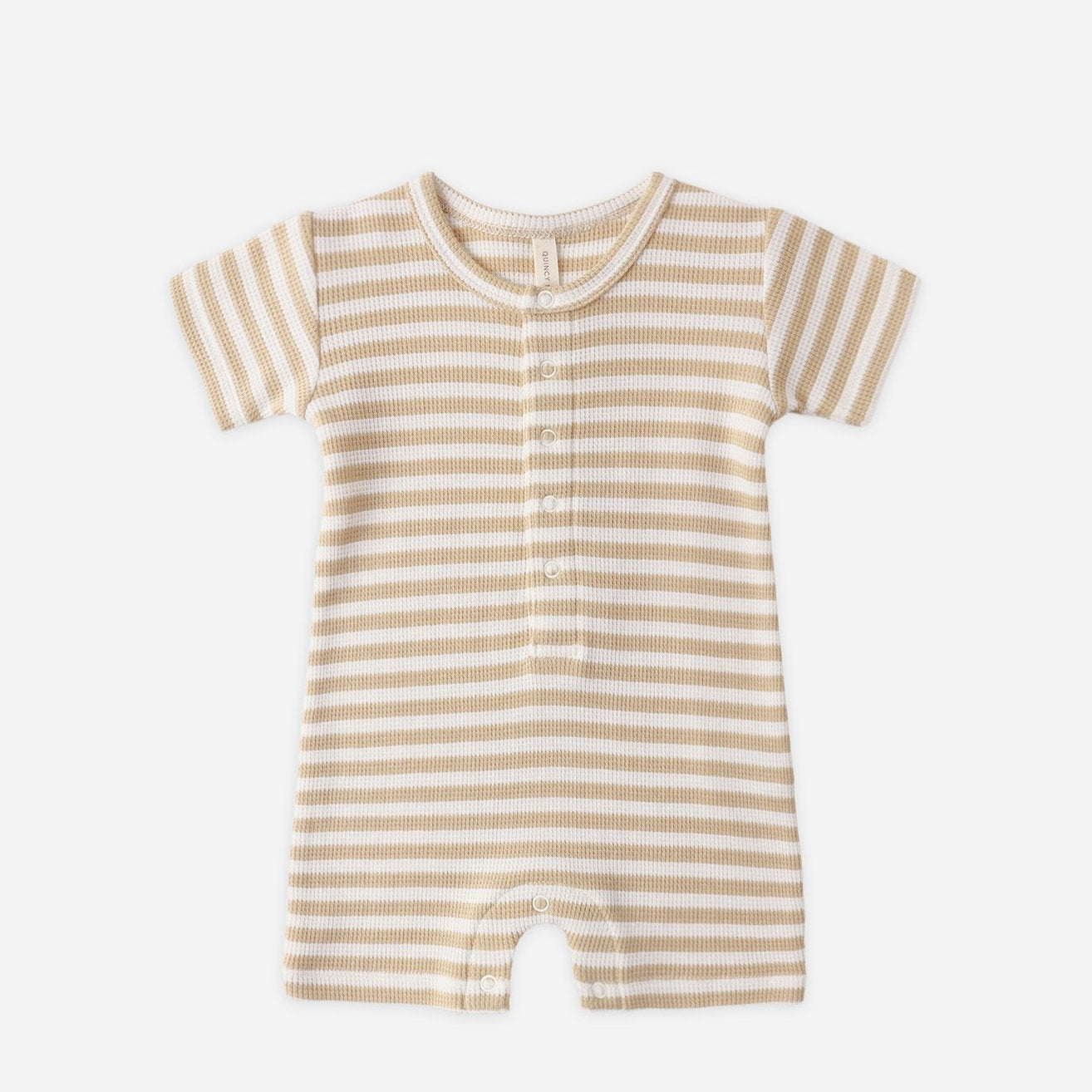 Waffle Snap Romper | Butterscotch Stripe