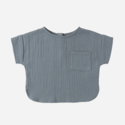 Woven Boxy Top | Ocean