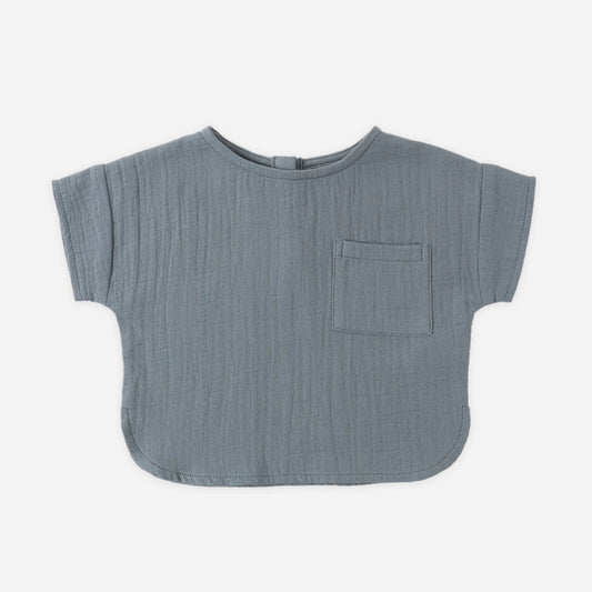 Woven Boxy Top | Ocean