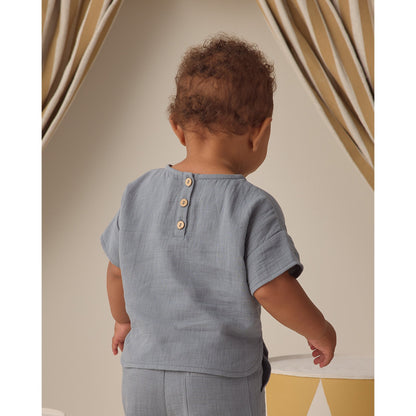 Woven Boxy Top | Ocean