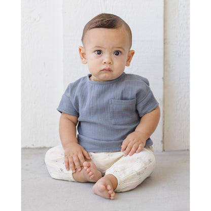 Woven Boxy Top | Ocean
