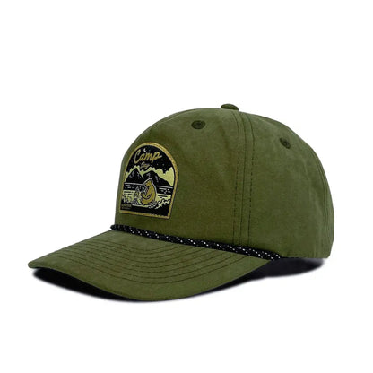 Green cap with a logo on a white background
