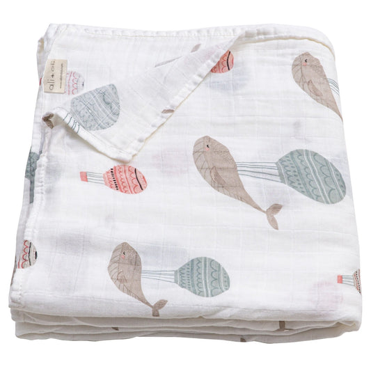 swaddle with whale print