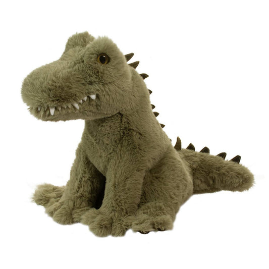 Plush toy alligator on a white background