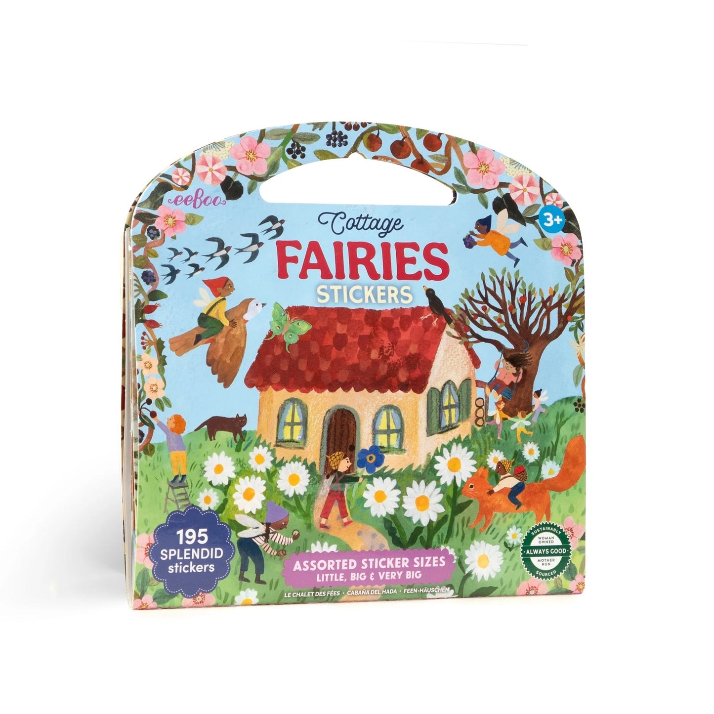 Packaging of Cottage Fairies stickers with colorful design and fairy elements.