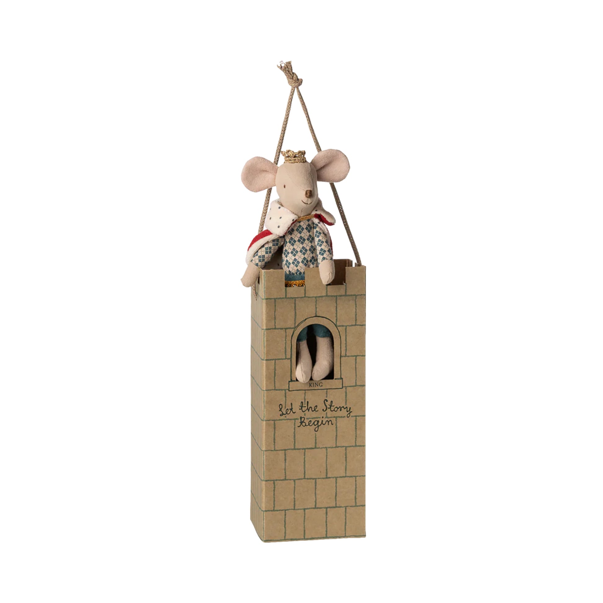 Decorative mouse figure in a tower with a white background