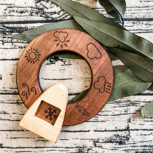 Natural Wood Weather Wheel Toy
